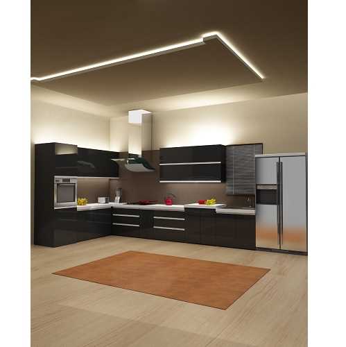 High Gloss Acrylic Black Modular Kitchen