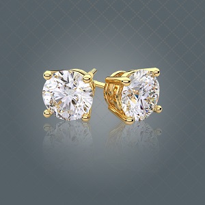 Moissanite Solitaire 1 Carat Round Brilliant Cut Studded Pair