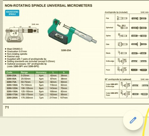 Non Rotating Spindle Digital Micrometer