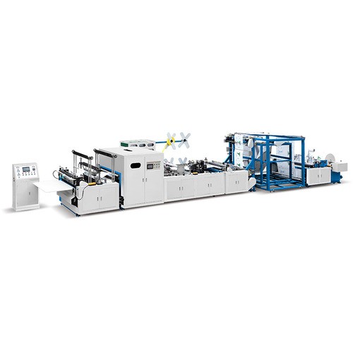 NON WOVEN BOX BAG MACHINE WITH ONLINE LOOP ATTACHMENT