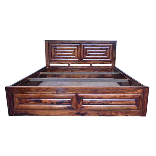 Home Edge Sheesham Solid Wood Bed With Storage-king Size Natural Brown