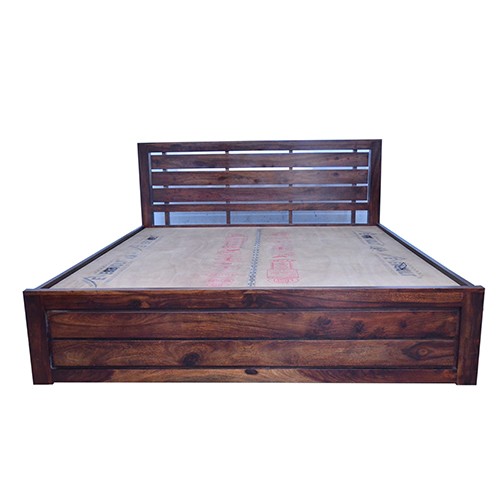 Knight Sheesham Solid Wood Bed- King Size Natural Brown