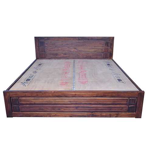 Meera sheesham solid wood bed without storage-king size natural brown
