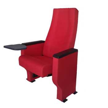 Red Push Back Auditorium Chair with Writing Pad Table 