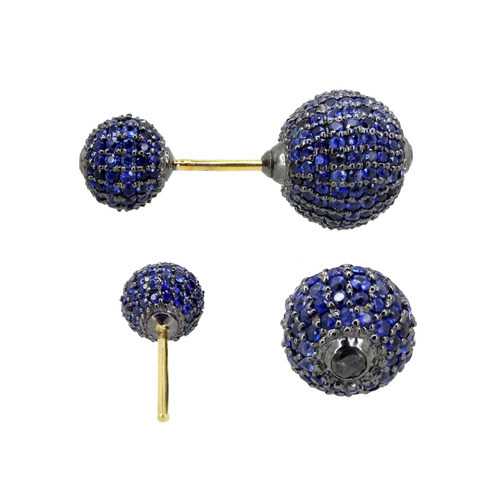Blue Sapphire Ball Earrings