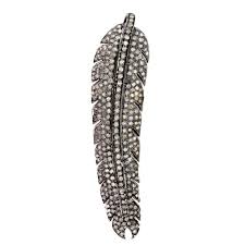 Sterling Silver Leaf Pave Diamond Pendant