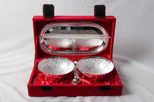 Silver Polish Tray with 2 Bowls and 2 Spoons